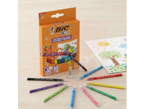 Caneta Hidrográfica Kids Ponta Média 12 Cores - BIC